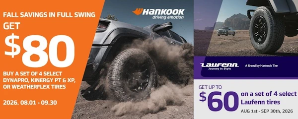 Hankook and Laufenn Tire Promo August 2026